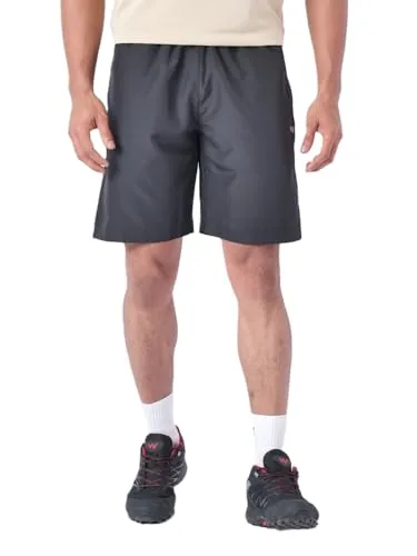 Wildcraft Men’s Solid Regular Fit Shorts| Mid Waist with Adjustable Drawcord, Black, Medium