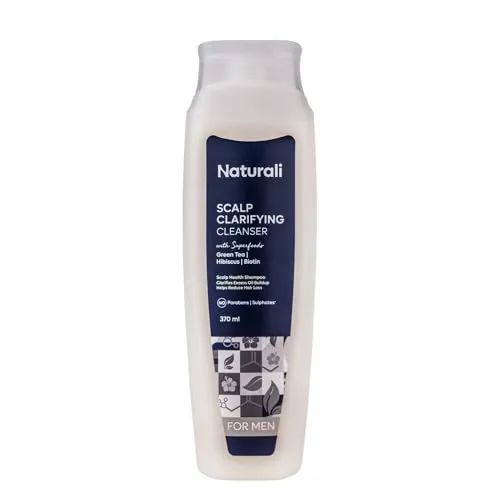 Naturali Scalp Clarifying Anti-Dandruff Shampoo | Derma Approved Shampoo with Green Tea, Hibiscus & Biotin | Reduces Dandruff & Hair Fall | Sulphate-Free Daily Care for All Hair Types | 370 ml