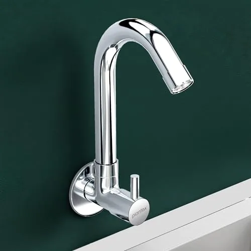 Plantex Sink Tap for Kitchen Basin with Brass Spindle/Wall Mount Kitchen Sink Tap with Wall Flange and Water Saving -(MKS-1277-Chrome)