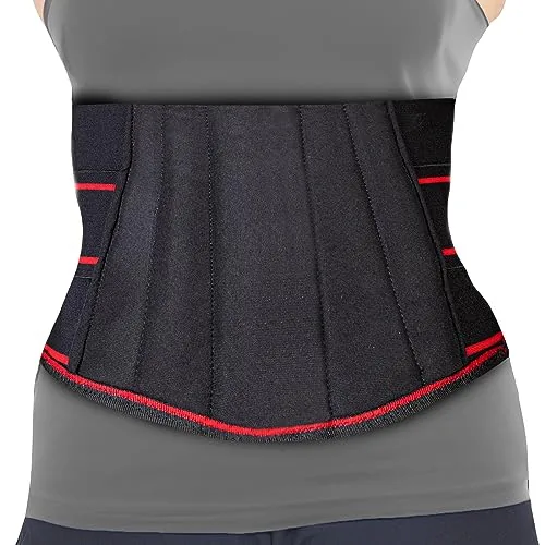 XTRIM Back Support Belt For Backache, Flexible Back Splints, Elastic Webbing, Better Ventilation, Double Pull Mechanism, Hook Loop Closure, Easy to Wear & Remove (Black, Large, 1 Unit)