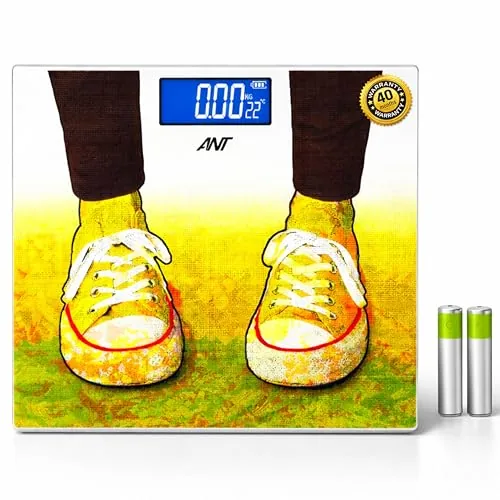 ANT Esports Flora Sports Digital Weighing Scale for Body Weight, 180kg Capacity, High Precision Strain Sensor, 50g Graduation, 5mm Tempered Glass, LCD Display, Auto On/Off, 40 Months Warranty