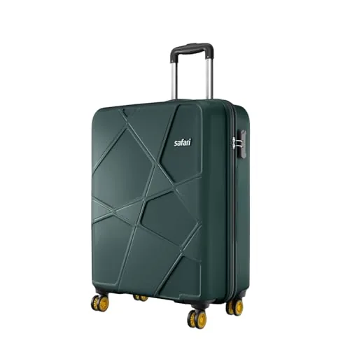 Safari Cabin Polypropylene Spinner Pentagon Pro 8 Wheels 55Cm Trolley Bag Hard Case, 360º Wheeling Carry-On Luggage for Men & Women, Travel Bag, Suitcase for Travel, Dusk Green