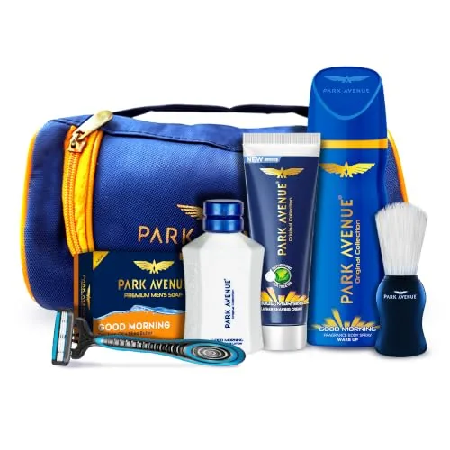 Park Avenue Good Morning Grooming Collection 7 in-1 Combo Grooming Kit for Men | Gift Set for Men | Father’s Day Gift for Dad | Shaving Kit for Men | Shaving Foam | After Shave | Gift Hamper for Men, Husband, Boyfriend | Free Travel Pouch Inside