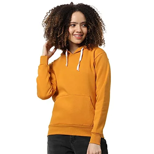 PINACOLADA Women's Cotton Hooded Neck Sweatshirt (AWIN22_H_W_PLN_MUS_M_C5-Yellow_M)