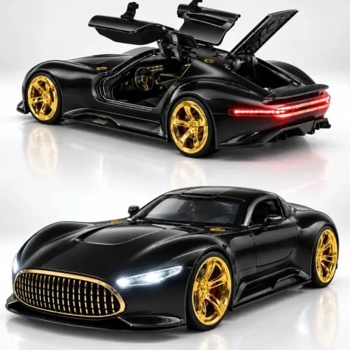 GRAPHENE 1:32 Scale Diecast Metal Toy Car SUV Model Friction Powered Pull Back Supercar Openable Doors LED Lights Sound Realistic Miniature Collectible Display Gift for Boys Girls Kids 3+ Years