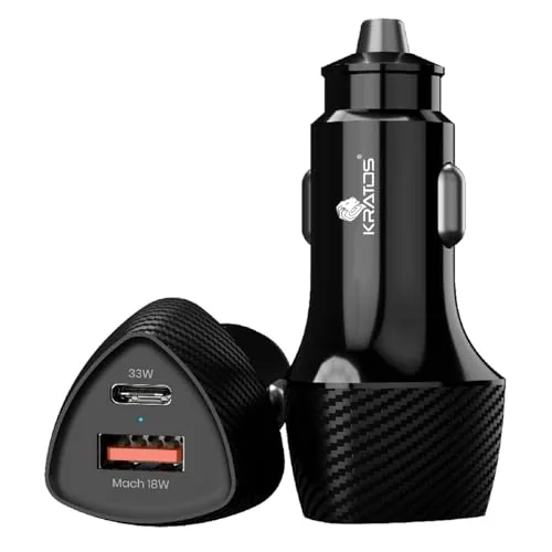 Kratos 80W Dual Output Fast Car Charger with Type-C PD & USB, Charging Adapter Compatible with Cars for iPhone & Android Smartphone, Smartwatch, Earbud, Power Bank-C2