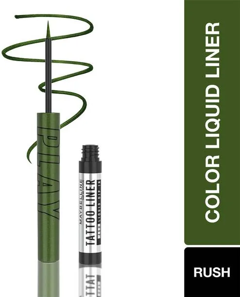 MAYBELLINE NEW YORK Tattoo Play Metallic Green Liquid Eyeliner - Rush 2.1 ml Metallic Dark Green