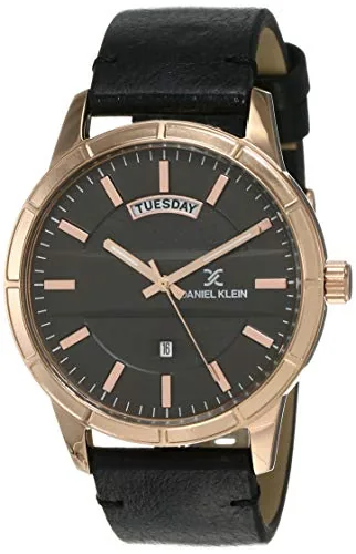Daniel Klein Leather Analog Black Dial Men's Watch-Dk12122-4