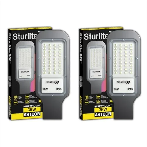 Sturlite Asteor 36W LED Street Light| Cool White 6500K Color Temperature LED Street Lamp| IP66 Waterproof Surge Protection Focus Light for Garage, Parking, Garden, Playground & Sidewalks - (Pack of 2)