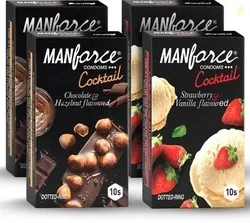 MANFORCE Cocktail Combo Pack (Hazelnut & Chocolate and Strawberry & Vanilla) Condom Set of 4, 40 Sheets