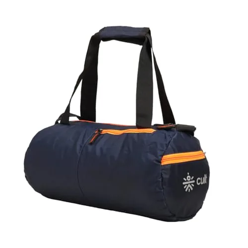 Cult 20 Litre Gym/Duffle Bag for Men & Women – Water Resistant Travel Bag with Spacious Main Compartment, Side Mesh Pocket, Adjustable Shoulder Strap & Durable Zippers - Navy Orange