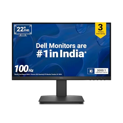 Dell SE2225HM 21.5"/54.6cm FHD, 100Hz Refresh, VA Panel, 5ms Response, Tilt Adjust, 3000:1 Contrast, 250 cd/m2, Ports: HDMI, DP 1.2, VGA, TÜV Rheinland 3-Star Eye Comfort, Ultra-Thin bezels Monitor