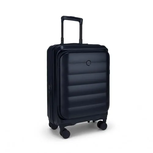 F Gear Valencia 54cm Small German Makrolon Polycarbonate, Front-Opening Hard Luggage | 8 Super Silent 360° Spinner Wheels, Cabin Suitcase for Travel | Expandable, Lightweight, TSA Lock | Navy
