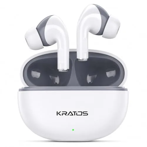 Kratos Pop Ear Buds Wireless with 60H Playtime, Noise Isolation & Clear Calls, Bluetooth Earbuds with Voice Assistant, Ear Buds with Bluetooth V 5.3 & with Type C Fast Charging, IPX4 TWS Earphones