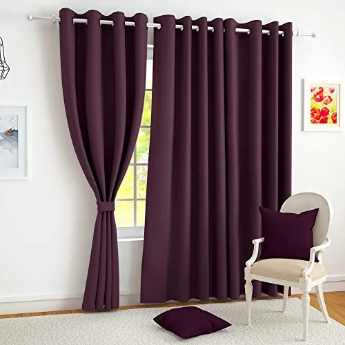 Story@Home 100% Tru Blackout Window Curtains 5 Feet Set of 2, Purple
