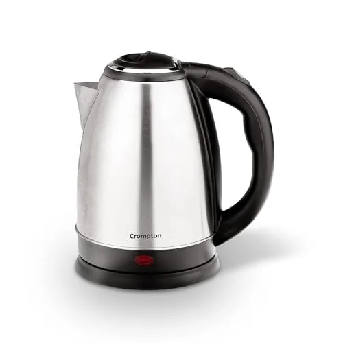 Crompton Insta Delite 1.8L SS Electric Kettle with 1500W power | Stainless steel body | Soft grip handle | LED indicator | 360-degree swivel base | Auto shut-off | Dry Boil Protection