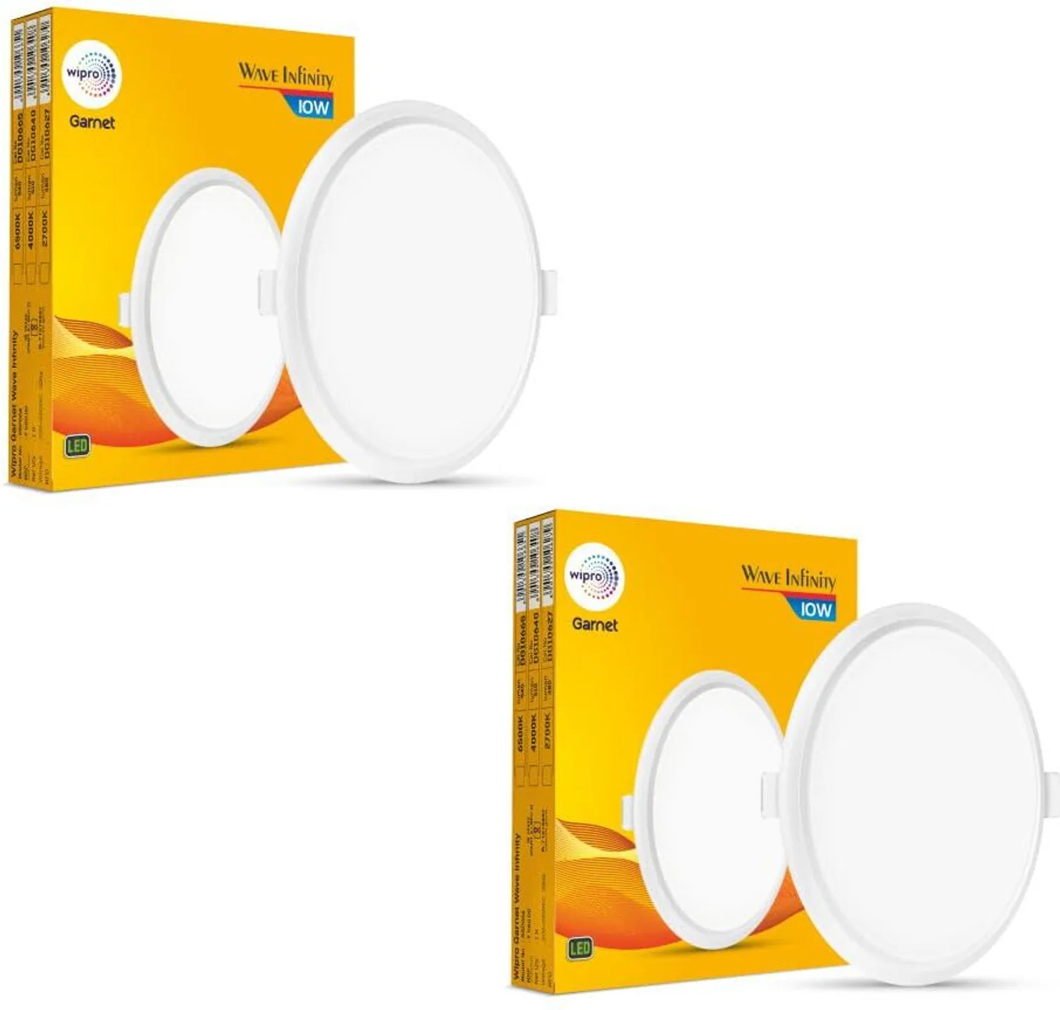 Wipro Garnet 10W Round LED Wave Infinity Panel Cool White Light (6500K) Pack of 2 Ceiling Light Ceiling Lamp