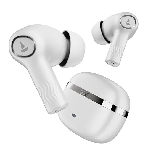 boAt Nirvana Ion, 120HRS Battery, Crystal Bionic Sound w/Dual EQ Modes, 4Mics ENx, App Support, Low Latency, IPX4, v.5.2 Bluetooth Earbuds, TWS Ear Buds Wireless Earphones with mic (Ivory White)