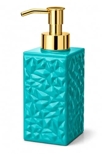 Quace Modern Textured Liquid Soap Dispenser for Bathroom & Kitchen Sink | Refillable Hand Wash & Lotion Pump Bottle for Home Décor (Teal Green)