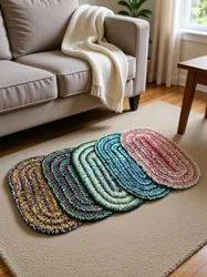 aaditex Cotton Door Mat (Multicolor, Pack of 5, Medium)
