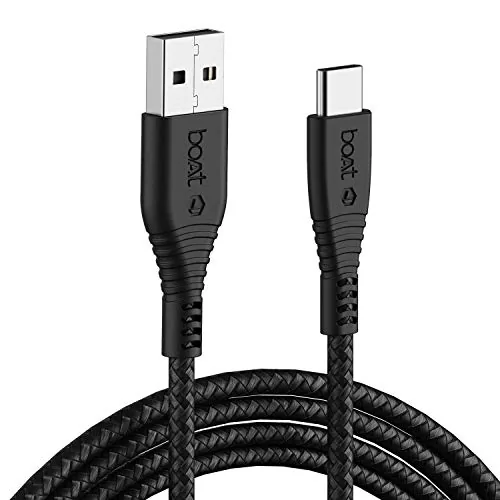 boAt Type C A325/A320 Tangle-free, 60W Sturdy Type C Cable with 3A Rapid Charging & 480 Mbps Data Transfer, Compatible with Smartphones & Tablets(Black)