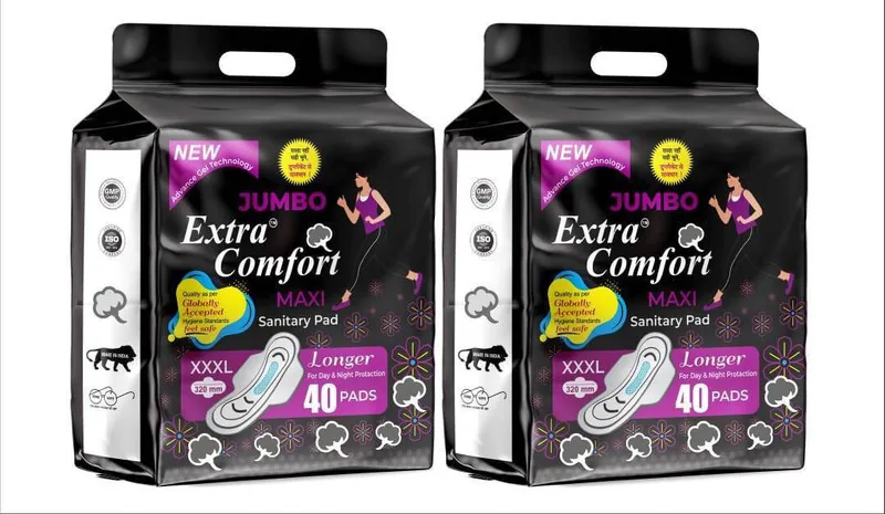 Extra Comfort 80 PCS Jumbo Sanitary 100% Natural Cotton Pad leakage Proof Sanitary Napkins Sanitary Pad (Pack of 80)