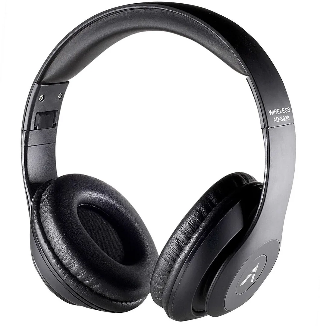 ADCOM Shuffle On-Ear Wireless Bluetooth Headphones with Built-in Mic, Deep Bass Bluetooth & Wired Headset Black, On the Ear