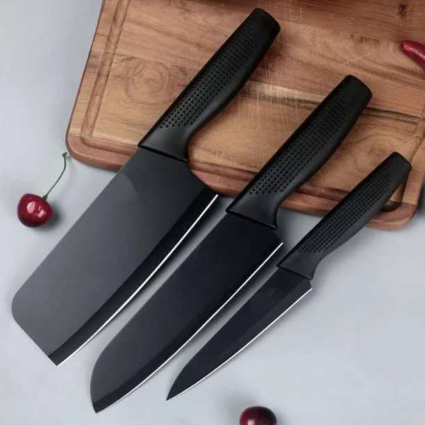 THEODORE 3 Pc Stainless Steel Knife Set High Carbon SS Ultra Sharp Butcher, Meat, Pairing, Vegetable for Kitchen