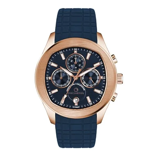Carlington Legacy Series Analog Wrist Watches with Chronograph & Silicone Strap for Men - CT 9999
