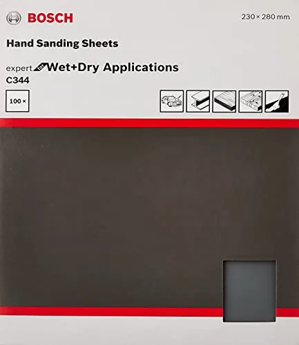 Bosch Professional Hand Sanding Sheet For Automotive, 230 X 280 mm, Grit 120, Pack of 100