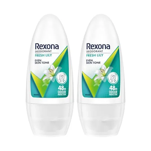 Rexona Fresh Lily Underarm Roll-On Deodorant for Women | Even Skin Tone | 48H Odour Protection | 50ML (Combo of 2)