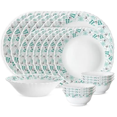 Larah by Borosil 19 Pieces Stardust Opalware Dinner Set for Family of 6