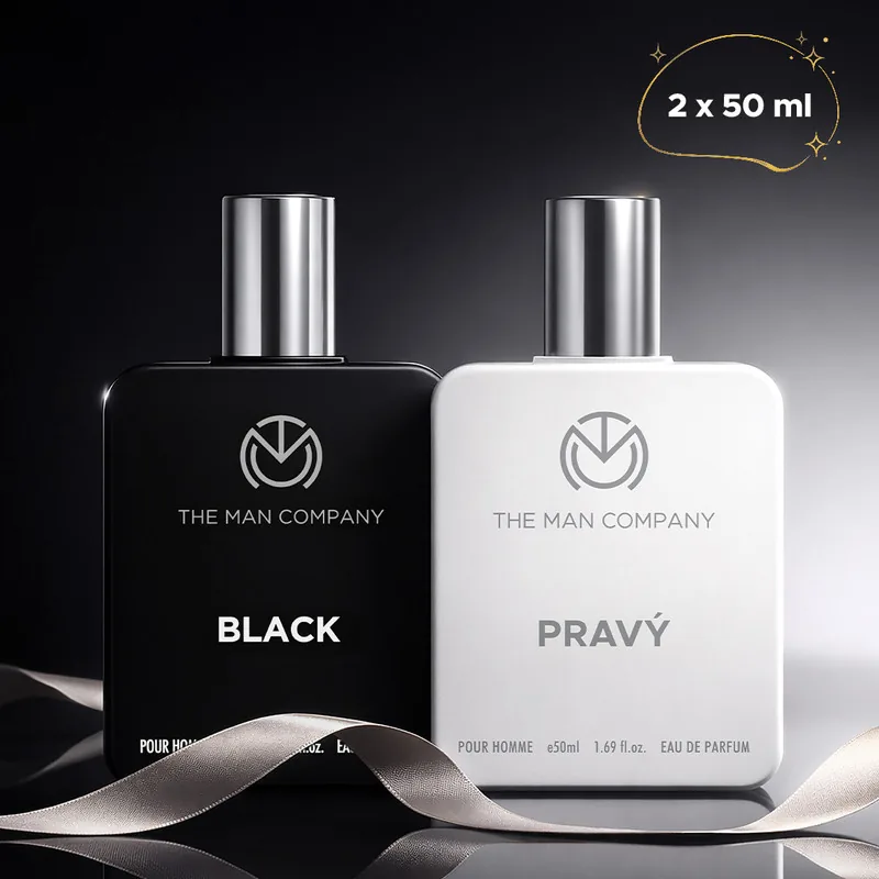 THE MAN COMPANY Black with Pravy Perfume Combo 2 x 50ml | Long-Lasting Fragrance for Men | Men's Perfume  -  100 ml (For Men)