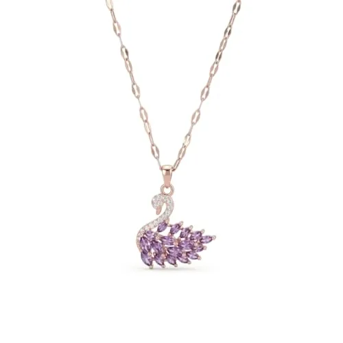 SALTY Anti Tarnish Millenia Dancing Swan Pendant Necklace for Women | Stylish Locket Chain | Latest Fashion Jewellery Accessories for Girls | Minimal Jewelry | Ideal for Gifting | Marriage, Birthday | Gift for Valentine Day..