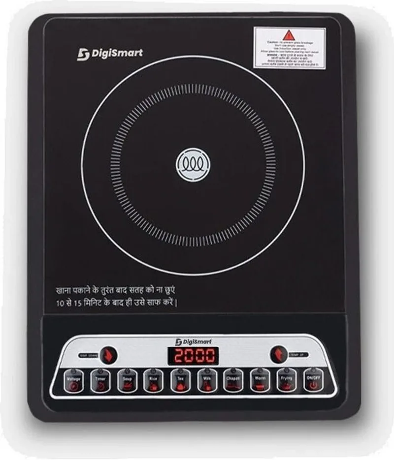 DIGISMART 2000 W Induction Cooktop Push Button (Black, Induction Cooktop Indian Menu Option Automatic power & temperature adjustment)