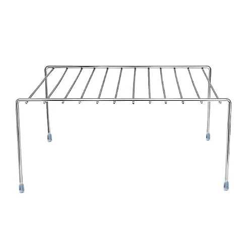 NH10 DESIGNS Stainless Steel Dish ?Countertop wire Rack, Utensil Organizer for Kitchen Cabinets, Fridge, Counter Top - Space Saver Mini Stand, Bed Stand (Pack of 1) (NHSP)