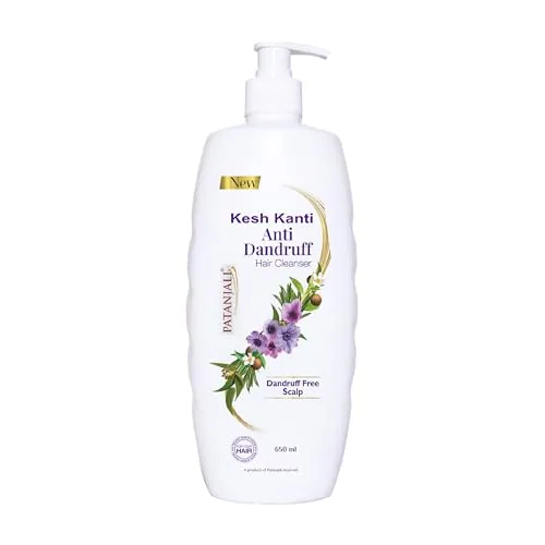 Patanjali Kesh Kanti Anti-Dandruff Hair Cleanser 650 ml, Natural Shampoo for Dandruff & Hairfall, Scalp Cleansers for Men and Women, All Hair Types