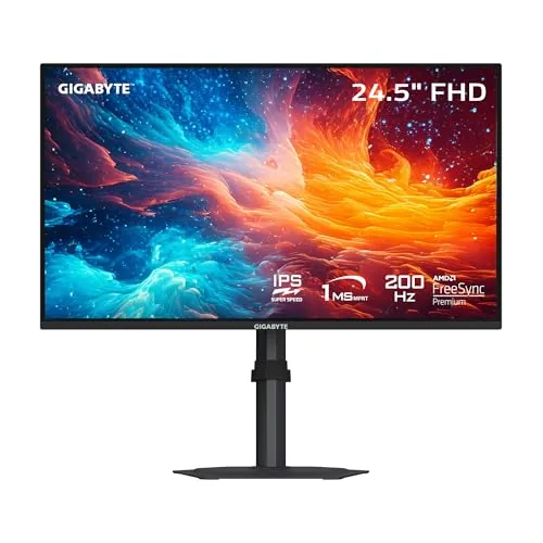 GIGABYTE G25F2A 24.5-Inch FHD IPS Gaming Monitor, 240Hz, 1ms, AMD FreeSync Premium, HDR Ready, Ergonomic Stand, Eye-Safe Gaming Display