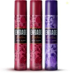 Engage Nature Deo: 2 Berry Bloom & 1 French Garden (150ml X 3) Deodorant Spray  -  For Women (450 ml, Pack of 3)