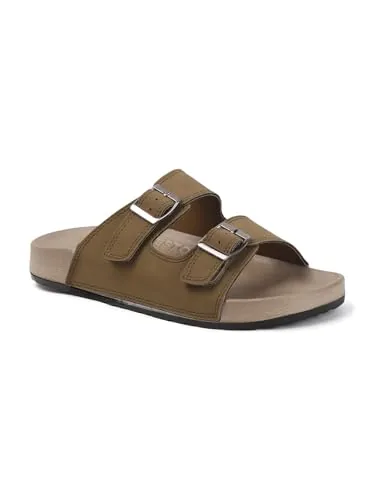 Sukun SLB_10 Men’s Stylish Dual-Strap Buckle Sandals | Lightweight, Cushioned Footbed, Adjustable Fit & Anti-Slip Outsole for Everyday Comfort
