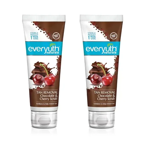 Everyuth Naturals Tan Removal Chocolate & Cherry Face Scrub | Detan & Cleanse|Antioxidant Chocolate & Vitamin C Cherry|Oily, Dry, Normal, Combination & Sensitive Skin - 100g (Pack of 2) Tube