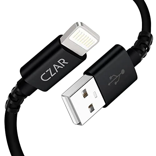 Czartech USB Data Sync & Fast Charging Cable Compatible with i-Phone, i-Pad Air, i-Pad Mini (1 Meter, Pack of 1) - (Black)
