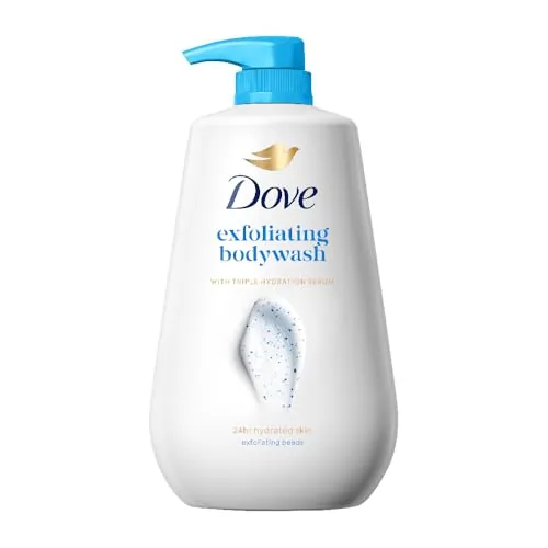 Dove Exfoliating Body Wash with Triple Hydration Serum | Exfoliating Beads for Smooth Soft Skin | 825 ML