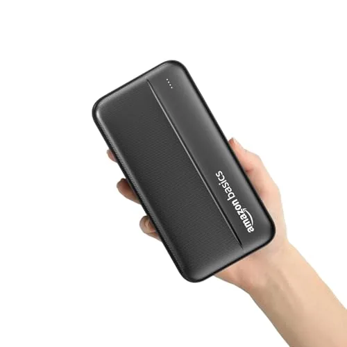 Amazon Basics 20000 mAh Power Bank | 22.5W Fast Charging | Dual Output & Input | Charge 3 Devices Simultaneously | for Smartphones, TWS Earbuds, Speakers, Tablets (Black), Micro USB Input