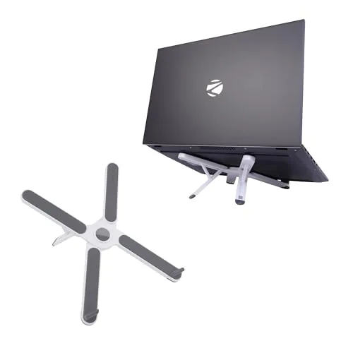 ZEBRONICS NS1200 Laptop Stand with X Foldable Design, 7 Adjustable Levels, Anti-Slip Silicone Rubber Pads, Supports up to 17-inch Laptop Sizes, 5kg Max. Weight, Ergonomic Design