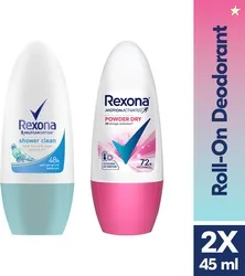 Rexona Shower Fresh/ Powder Dry Deodorant Roll-on  -  For Women (90 ml, Pack of 2)