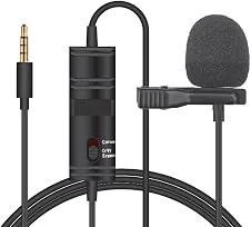 Tygot T-M1 Auxiliary Omnidirectional Lavalier Clip On Collar Microphone for Mobile Phone, Camera with 6M Audio Cable, 3.5 MM TRRS Plug and 6.35 MM Ada