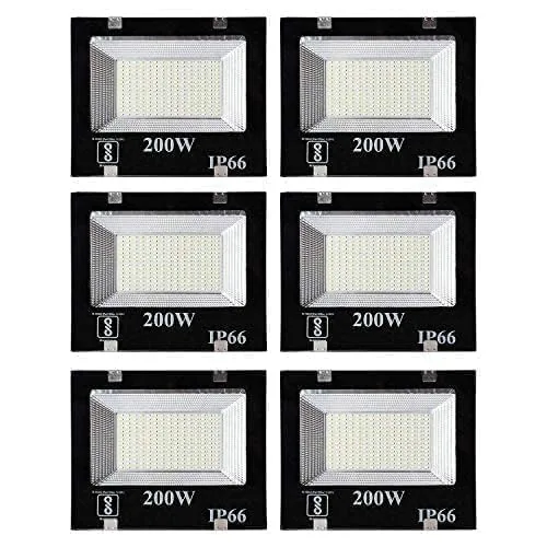 Desidiya Glass 200 Watt Ultra Thin Slim Ip66 Led Flood Light Outdoor Light (Pack of 6)