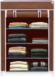 EEMWAY Carbon Steel Collapsible Wardrobe Finish Color - BROWN, DIY(Do-It-Yourself)